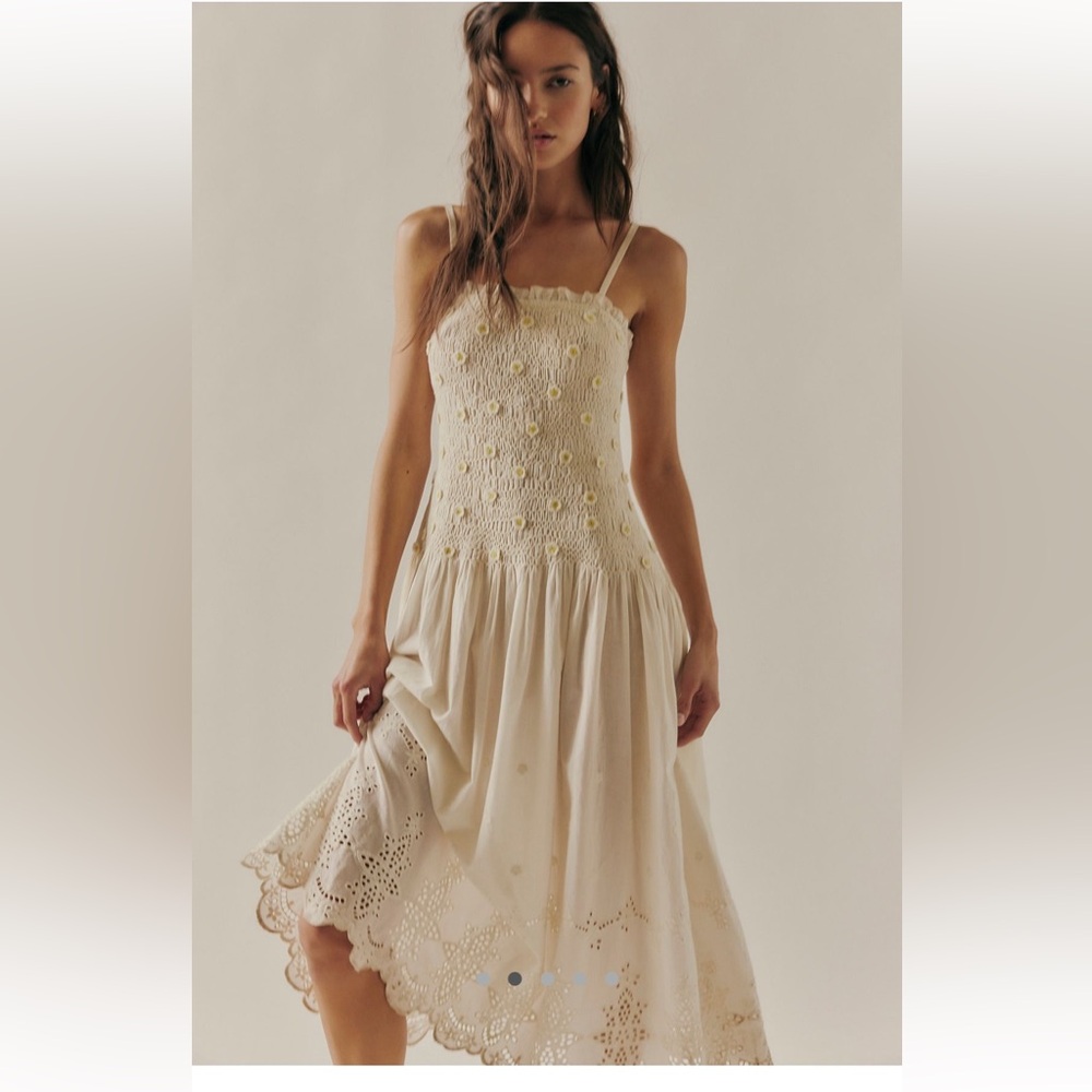 Free People Eyelet embroidered Midi Dress Sz-L